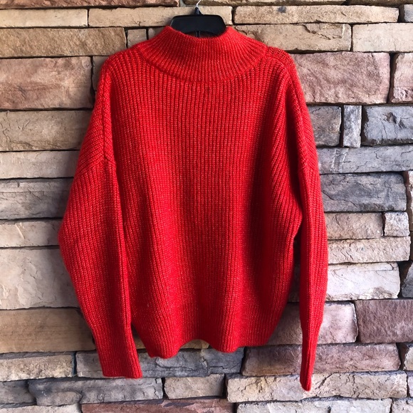 Calvin Klein Jeans orange partial zip neck Sweater NWT Large - Picture 4 of 9